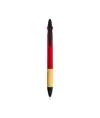 Penna a scatto in plastica con 3 refill, con gommino per touch screen, impugnatura in bamb