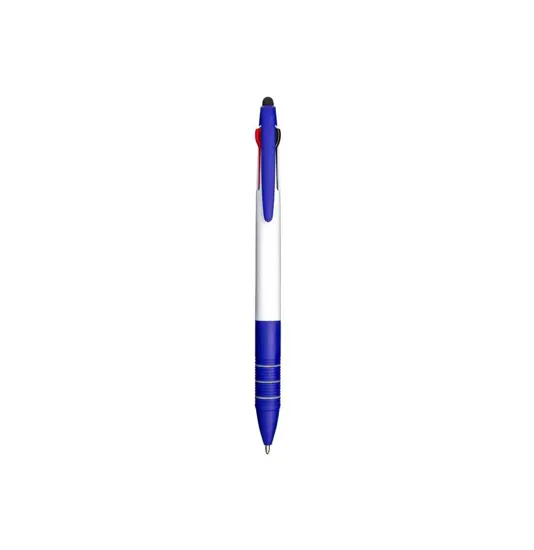 Penna a scatto in plastica con 3 refill dei colori blu, nero e rosso