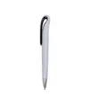 Penna a scatto in plastica con fusto bianco e clip curva con interno colorato, refill jumb