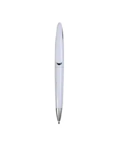 Penna a scatto in plastica con fusto bianco e clip curva con interno colorato, refill jumb