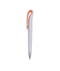 Penna a scatto in plastica con fusto bianco e clip curva con interno colorato, refill jumb