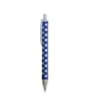 Penna a scatto in plastica con fusto, clip e pulsante bianchi, rivestimento gommato