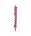 Penna a scatto in plastica con fusto, clip e pulsante bianchi, rivestimento gommato