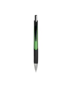 Penna a scatto in plastica con fusto metallizzato, impugatura gommata nera