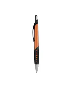 Penna a scatto in plastica con fusto metallizzato, impugatura gommata nera