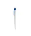 Penna a scatto in plastica, fusto bianco e clip colorata