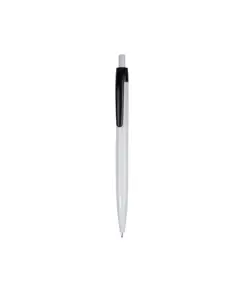 Penna a scatto in plastica, fusto bianco e clip colorata
