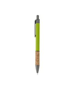 Penna in alluminio con impugnatura in sughero, clip, top e punta bruniti