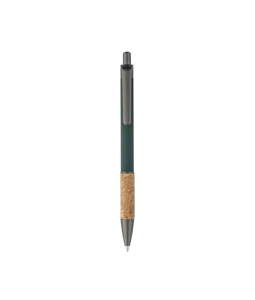 50 pezzi Penna in alluminio con impugnatura in sughero, clip, top e punta bruniti