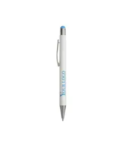 Penna  in alluminio. Il logo inciso a laser diventa dello stesso colore del touch screen.