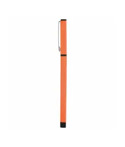 Penna in plastica piatta gommata con clip piatta in metallo e cappuccio