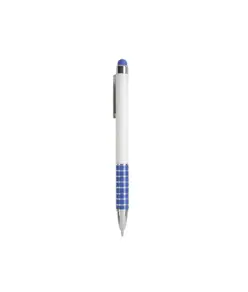 Penna twist con fusto bianco in plastica e impugnatura colorata in alluminio