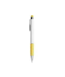 Penna twist con fusto bianco in plastica e impugnatura colorata in alluminio