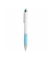 Penna twist con fusto bianco in plastica e impugnatura colorata in alluminio