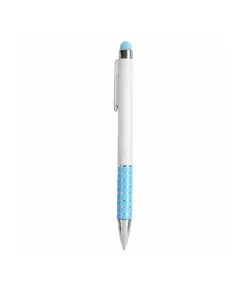 Penna twist con fusto bianco in plastica e impugnatura colorata in alluminio
