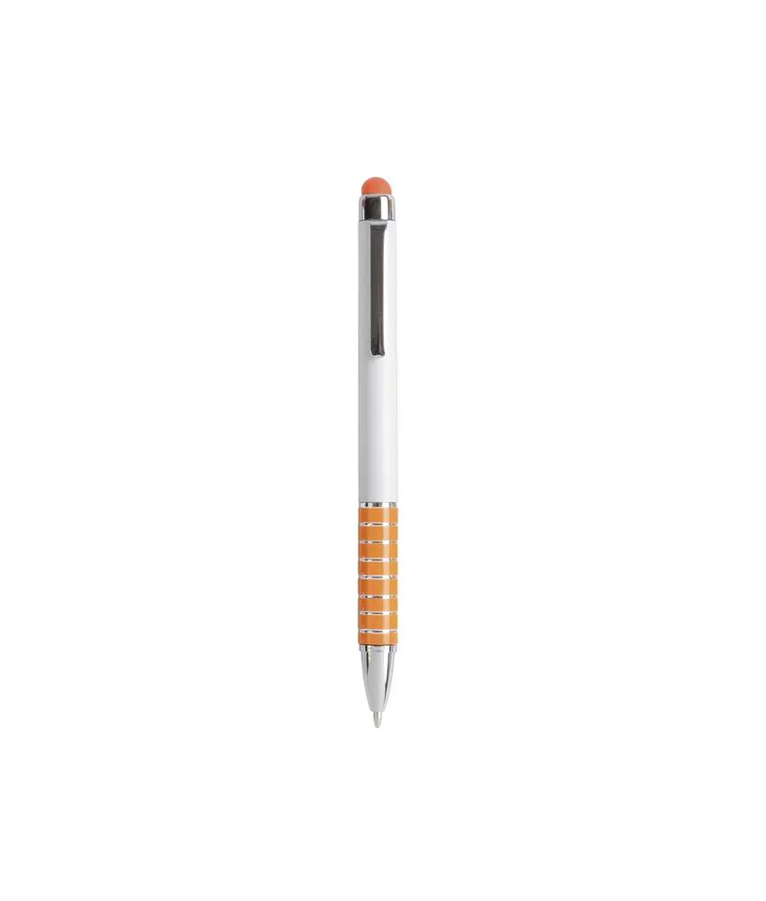 100 pezzi Penna twist con fusto bianco in plastica e impugnatura colorata in alluminio