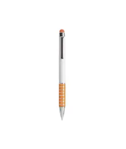 Penna twist con fusto bianco in plastica e impugnatura colorata in alluminio