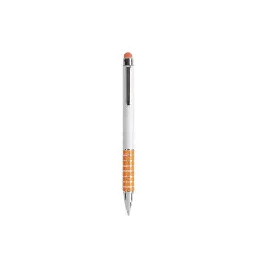Penna twist con fusto bianco in plastica e impugnatura colorata in alluminio