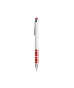 Penna twist con fusto bianco in plastica e impugnatura colorata in alluminio