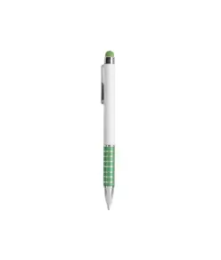 Penna twist con fusto bianco in plastica e impugnatura colorata in alluminio