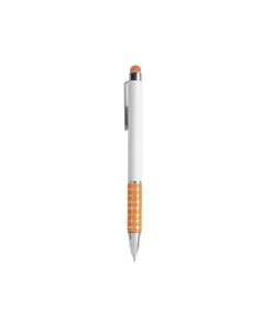 Penna twist con fusto bianco in plastica e impugnatura colorata in alluminio