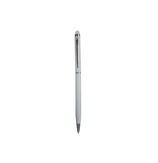 Penna twist con fusto e clip in metallo, con gommino per toch screen in tinta