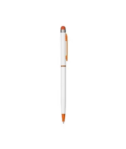 Penna twist con fusto e clip in metallo, con gommino per touch screen in tinta