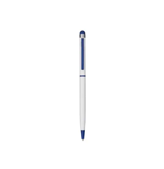Penna twist con fusto e clip in metallo, con gommino per touch screen in tinta
