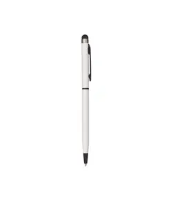 Penna twist con fusto e clip in metallo, con gommino per touch screen in tinta