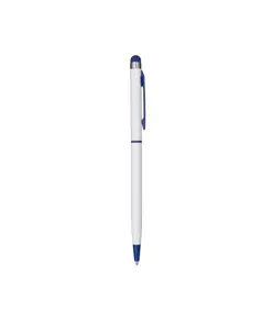 Penna twist con fusto e clip in metallo, con gommino per touch screen in tinta