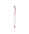 Penna twist con fusto e clip in metallo, con gommino per touch screen in tinta