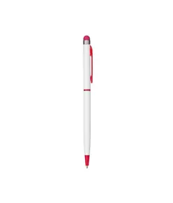 Penna twist con fusto e clip in metallo, con gommino per touch screen in tinta