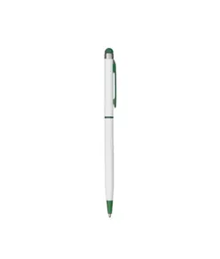 Penna twist con fusto e clip in metallo, con gommino per touch screen in tinta