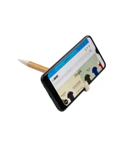 Penna twist in bambù e paglia di grano con stand porta cellulare