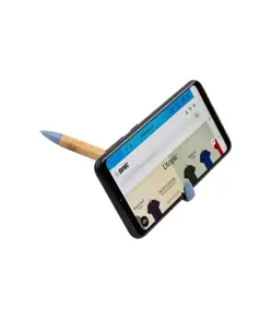 Penna twist in bambù e paglia di grano con stand porta cellulare