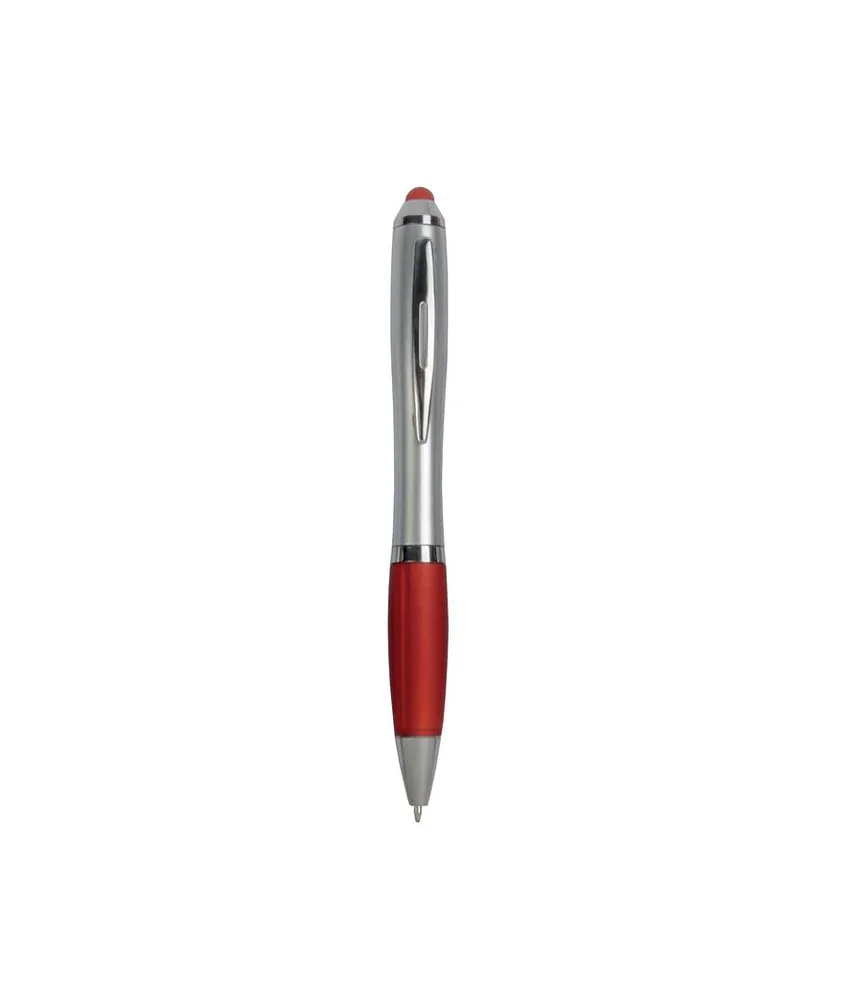 50 pezzi Penna twist in plastica con fusto argentato, impugnatura gommata colorata in tinta