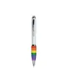 Penna twist in plastica con fusto bianco, impugnatura arcobaleno