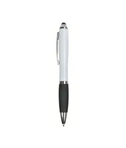 Penna twist in plastica con fusto bianco, impugnatura gommata colorata in tinta