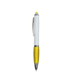 Penna twist in plastica con fusto bianco, impugnatura gommata colorata in tinta