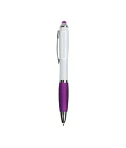 Penna twist in plastica con fusto bianco, impugnatura gommata colorata in tinta