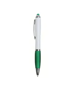 Penna twist in plastica con fusto bianco, impugnatura gommata colorata in tinta