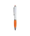 Penna twist in plastica con fusto bianco, impugnatura gommata colorata in tinta