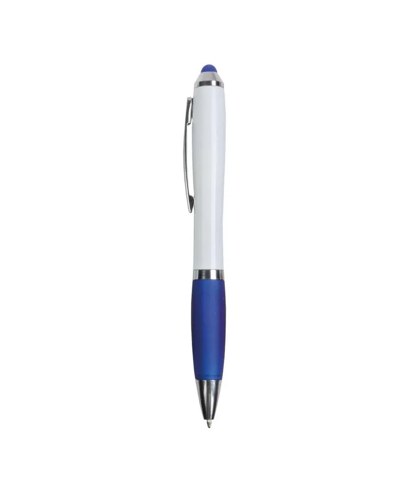 50 pezzi Penna twist in plastica con fusto bianco, impugnatura gommata colorata in tinta