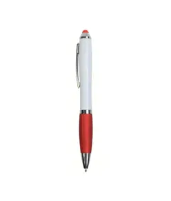 Penna twist in plastica con fusto bianco, impugnatura gommata colorata in tinta