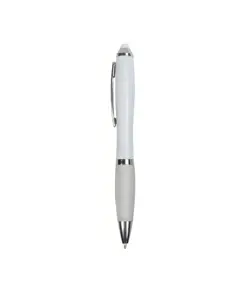 Penna twist in plastica con fusto bianco, impugnatura gommata colorata in tinta