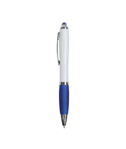 Penna twist in plastica con fusto bianco, impugnatura gommata colorata in tinta