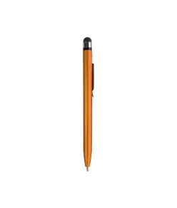 Penna twist in plastica con fusto colorato metallizzato con gommino per touch screen
