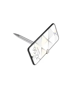 Penna twist in plastica con fusto metallizzato, stand portacellulare