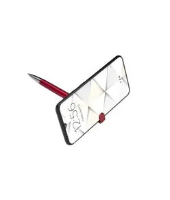 Penna twist in plastica con fusto metallizzato, stand portacellulare