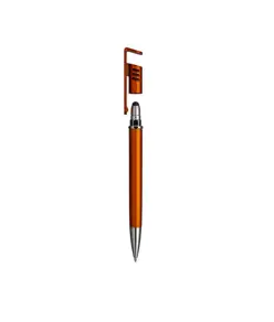 Penna twist in plastica con fusto metallizzato, stand portacellulare
